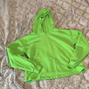 Super soft neon green crop top hoodie